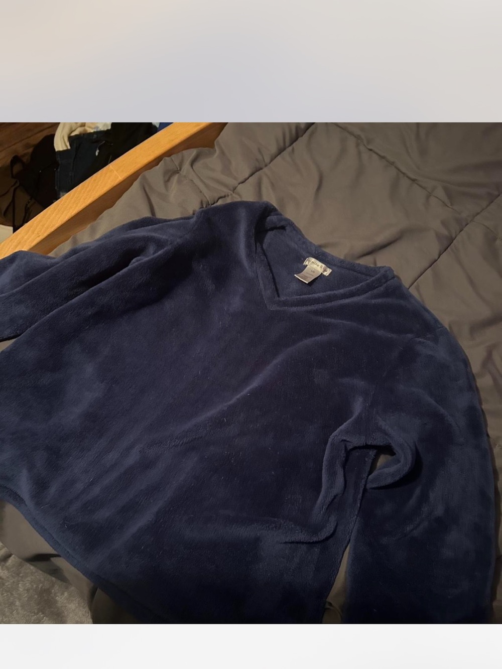 Jasmine Navy Plush V-Neck Sleep Top